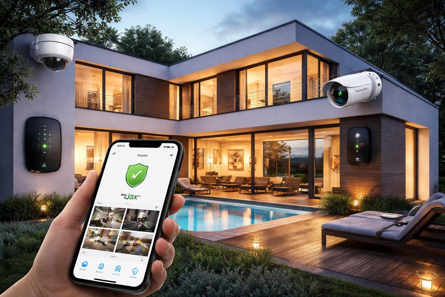 assurez la sécurité de votre domicile grâce au système d'alarme ajax et aux caméras hikvision, tous accessibles et contrôlables facilement depuis votre smartphone.