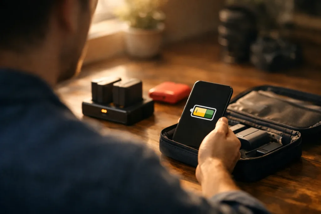 Une batterie d&rsquo;appareil se garde à moitié chargée